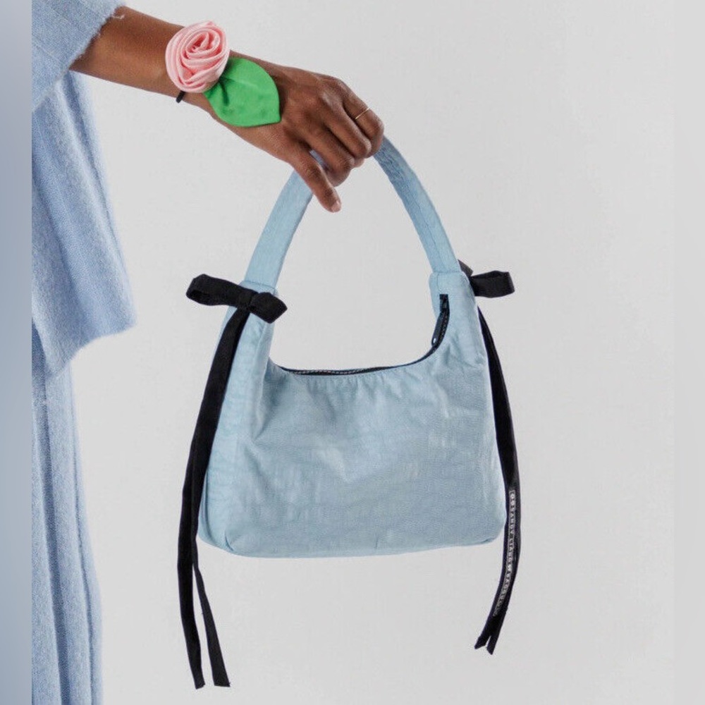 Sandy Liang x BAGGU NWT Powder Blue Nylon Shoulder Bag with bows